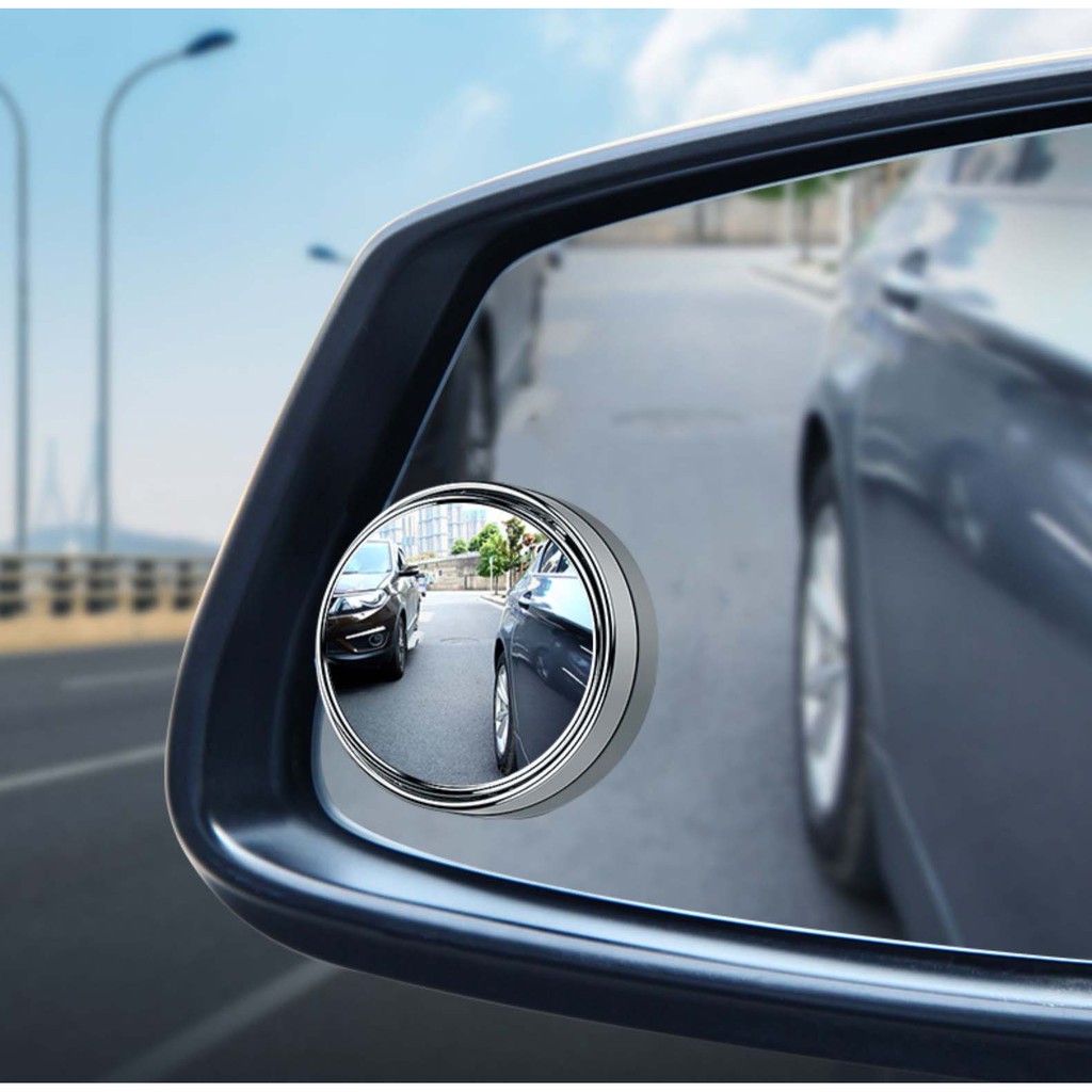 Gương Cầu Lồi Có Khung Viền Bạc 50 Mm Xóa điểm Mù Dán Gương ô Tô