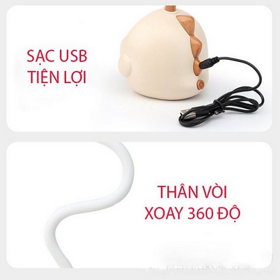 Quạt mini để bàn xoay 360 độ kiêm hộp đựng bút, quạt cầm tay đế hình thú ngộ nghĩnh - Mbra94