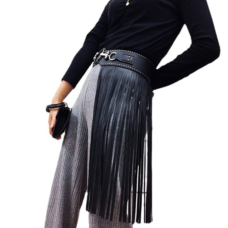 Thắt Lưng Dây Xích Dài Phối Tua Rua Có Thể Điều Chỉnh Phong Cách Gothic Cho Nam Và Nữ