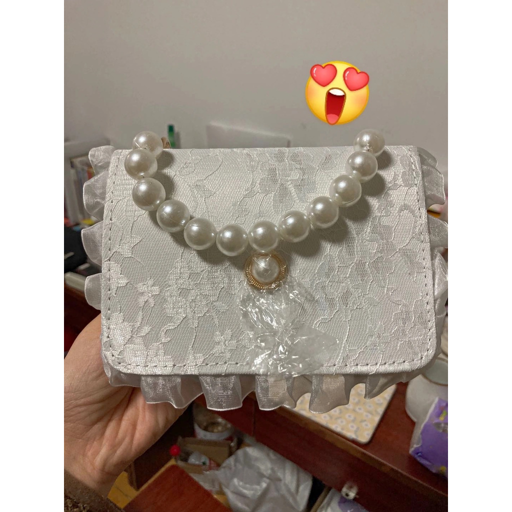 ORDER♥️Túi Xách Ren Dây Ngọc(ảnh thật)Sizd17x12x5cm