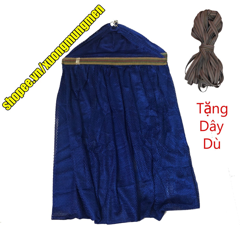 Võng lưới 2 Lớp Dày cán thép 60cm khổ rộng, Tặng 5m Dây Dù