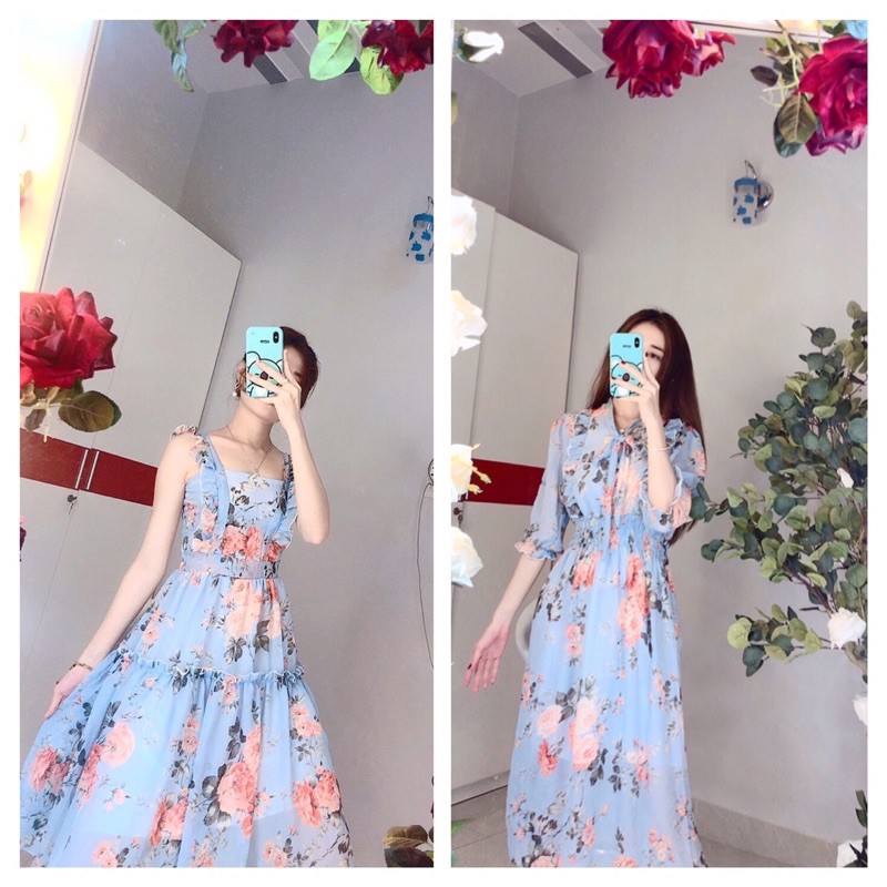 Đầm váy đôi bạn thân hoa dễ thương