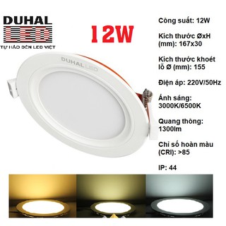 Đèn led duhal panel tròn 12w