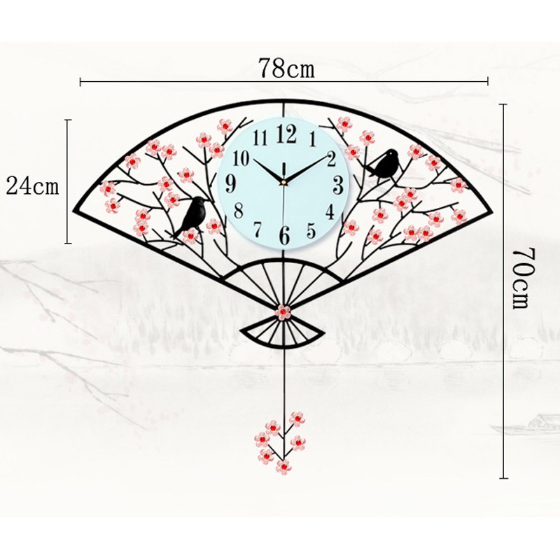 [DH-007] Đồng Hồ Treo Tường Trang Trí Hình Quạt (Tặng Decal trang trí + Bộ Kim dự phòng + Đinh treo chống hỏng tường)