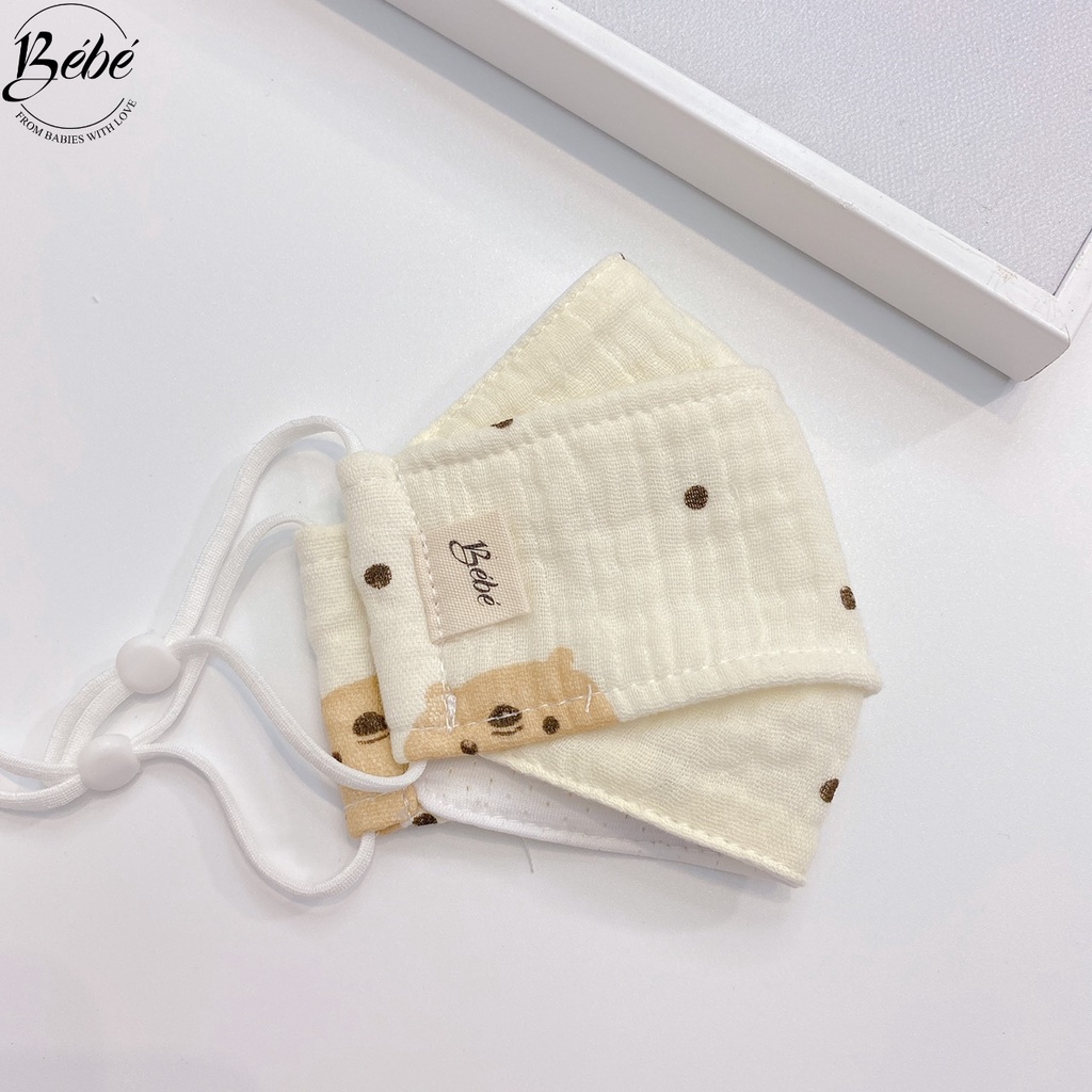 Khẩu Trang Xô Cho Bé Vải Xô Muslin Thoáng Khí, Có Dây Đeo Điều Chỉnh