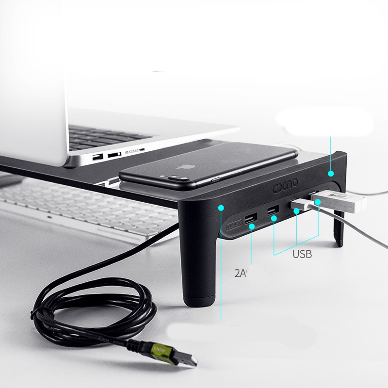Kệ đỡ máy tính bằng kính có kèm chân usb- kệ để màn hình máy tính [cn11 cn12]