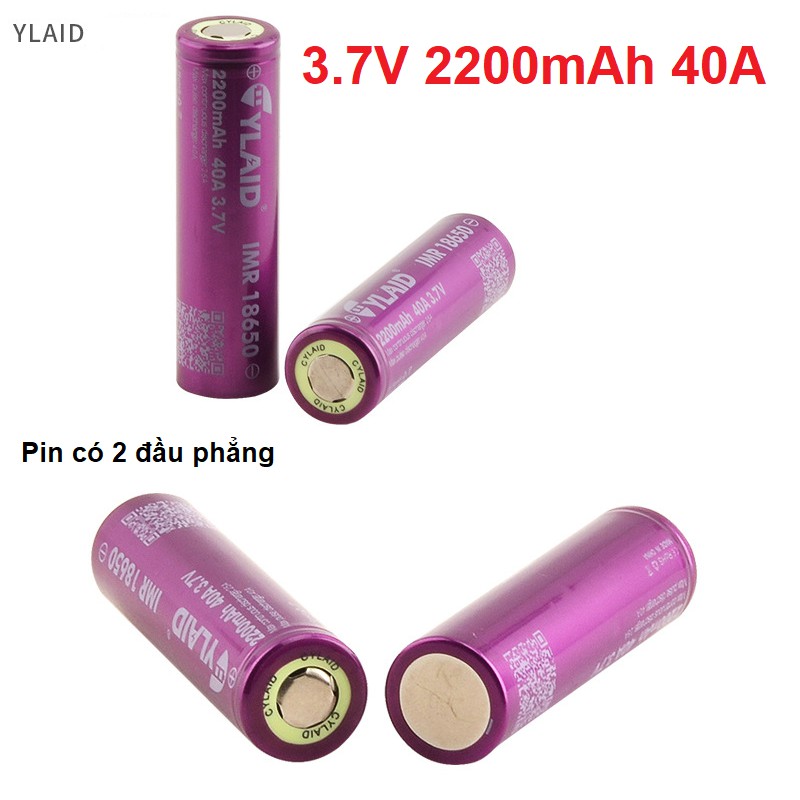 Cell pin cylaid 2200mah 40a loại pin 3.7v 18650 2 đầu phẳng