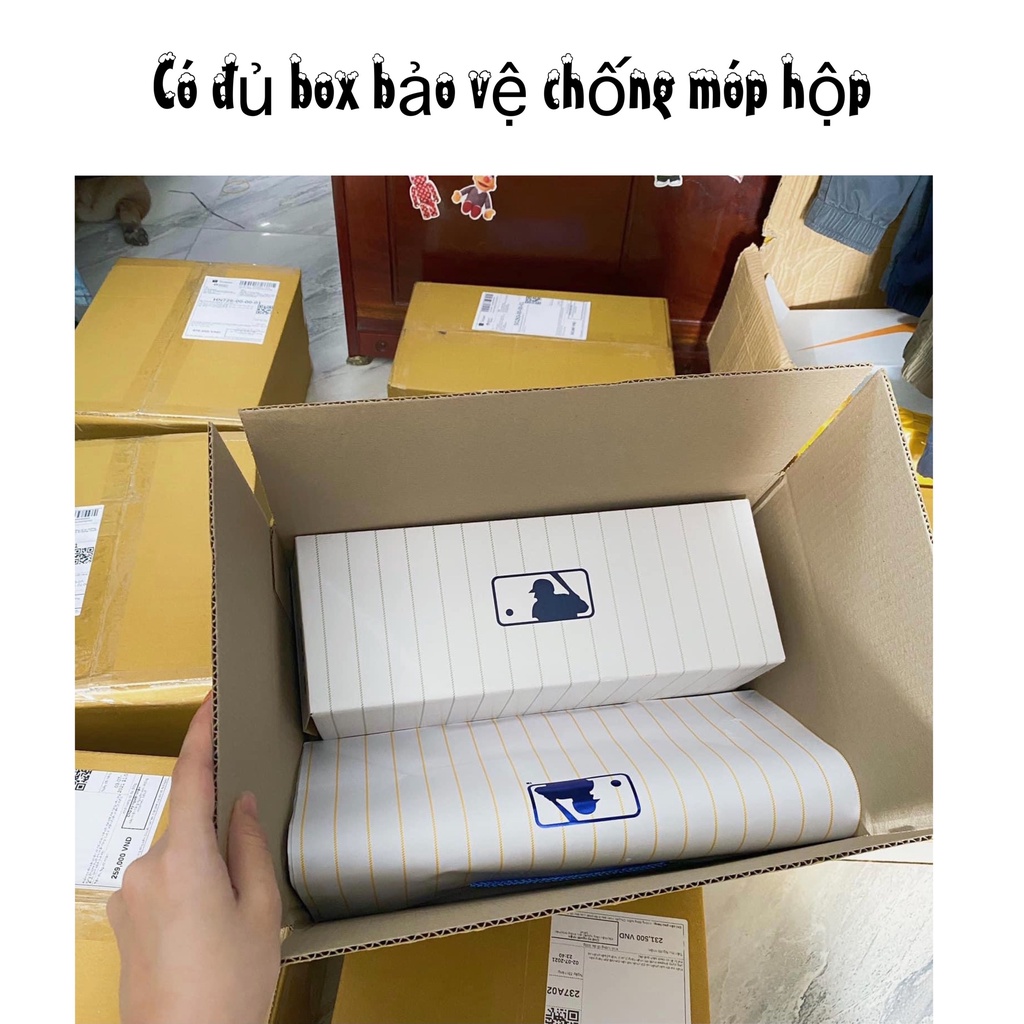 [FullBox+Bill] Giày MLB NY chữ đen đế nâu full box hàng 11 đế tách  +bill freeship