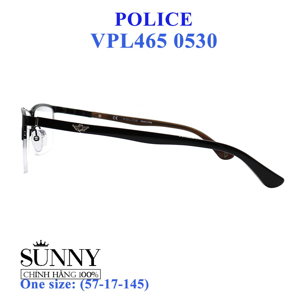 Gọng kính thời trang chính hãng Police VPL465 0530 (57-17-145), thiết kế dễ đeo bảo vệ mắt