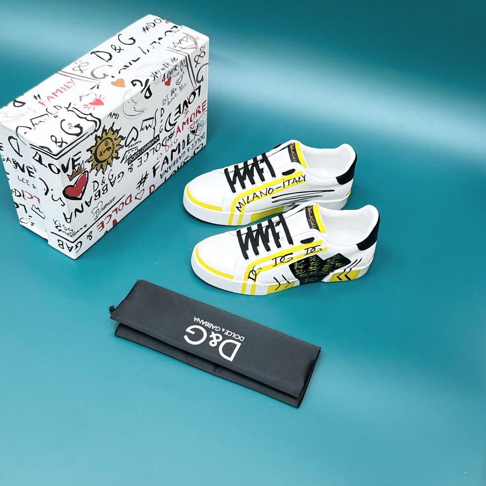 Giày sneaker Dolce Gabbana Milano Italy viền vàng LA on web fullbox