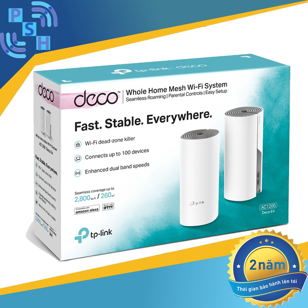 Hệ thống phát wifi mesh TP-Link Deco E4 (2-Pack) - Hàng Chính Hãng BH 2 Năm