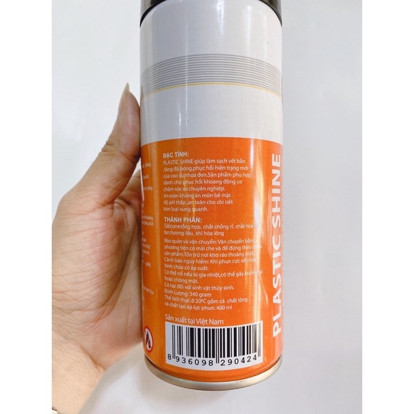 Chai xịt phục hồi nhựa nhám, mũ đen, vỏ xe SprayKing tặng mút