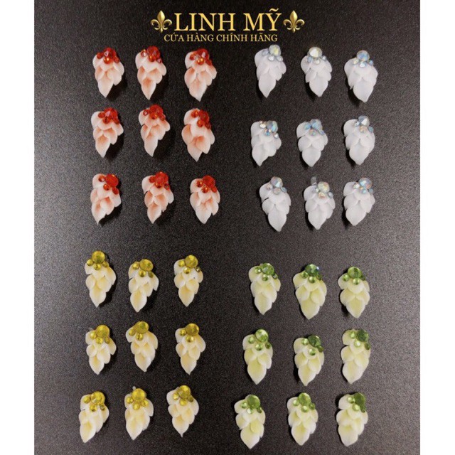 Hoa Bột Gắn Móng Nail, Hoa Cúc Tầng Cánh Xếp Lớp Vừa Các Loại Phom Móng