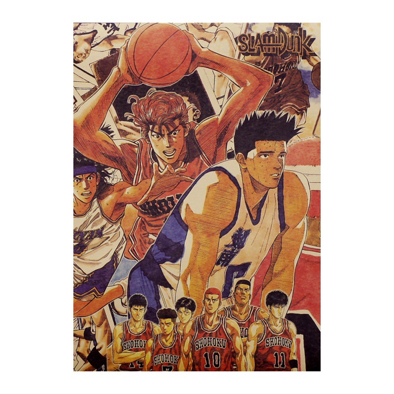 Poster Dán Tường 51*35.5cm Bằng Giấy Kraft Họa Tiết Slam Dunk Cổ Điển