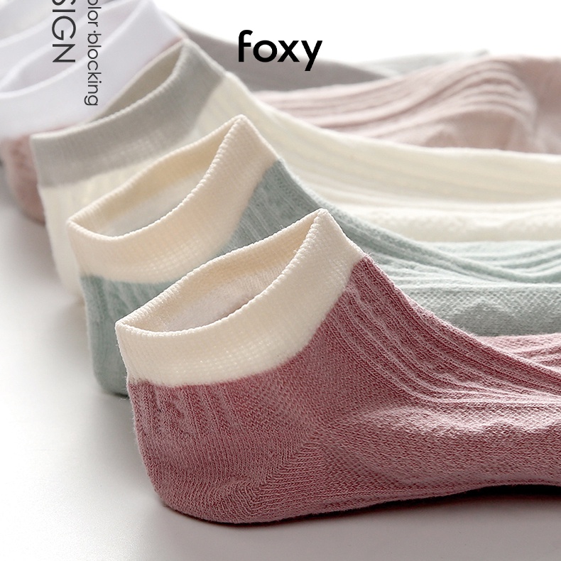 Tất Nữ Cotton Cổ Ngắn Dệt Kim Cương Vớ Nữ Nhiều Màu Basic Foxy - FOS014