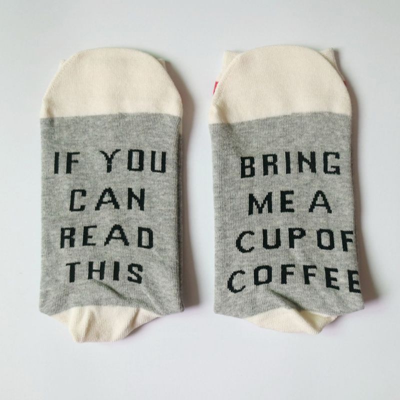 Vớ Cao Su Cổ Cao Chống Trượt In Chữ Vui Nhộn Thời Trang Unisex