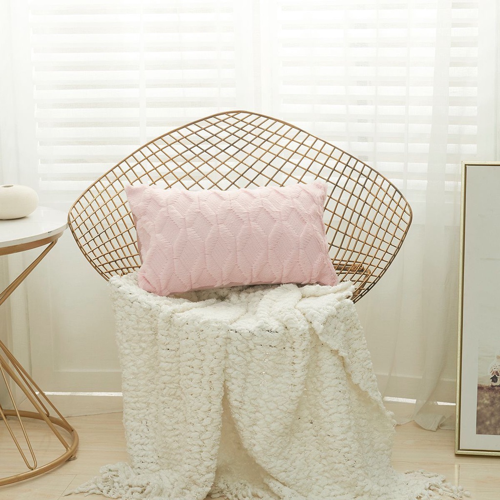 Áo gối sofa mềm mại vải lông kích thước 30x50cm họa tiết sọc hình thoi nhiều màu tùy chọn dùng để trang trí nhà cửa