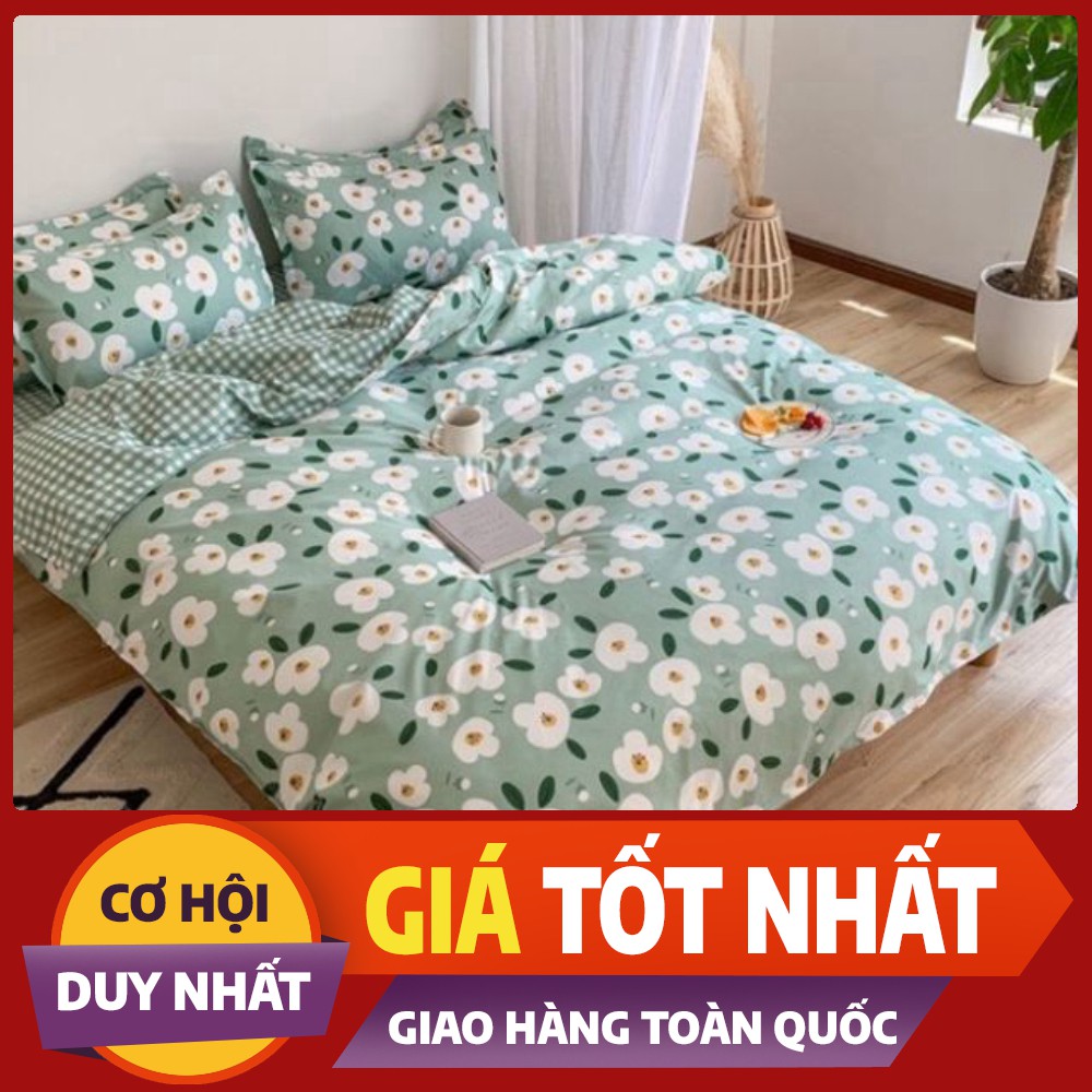 Bộ chăn ga gối cotton poly nhập khẩu ga Hàn Quốc( chat chọn mẫu)