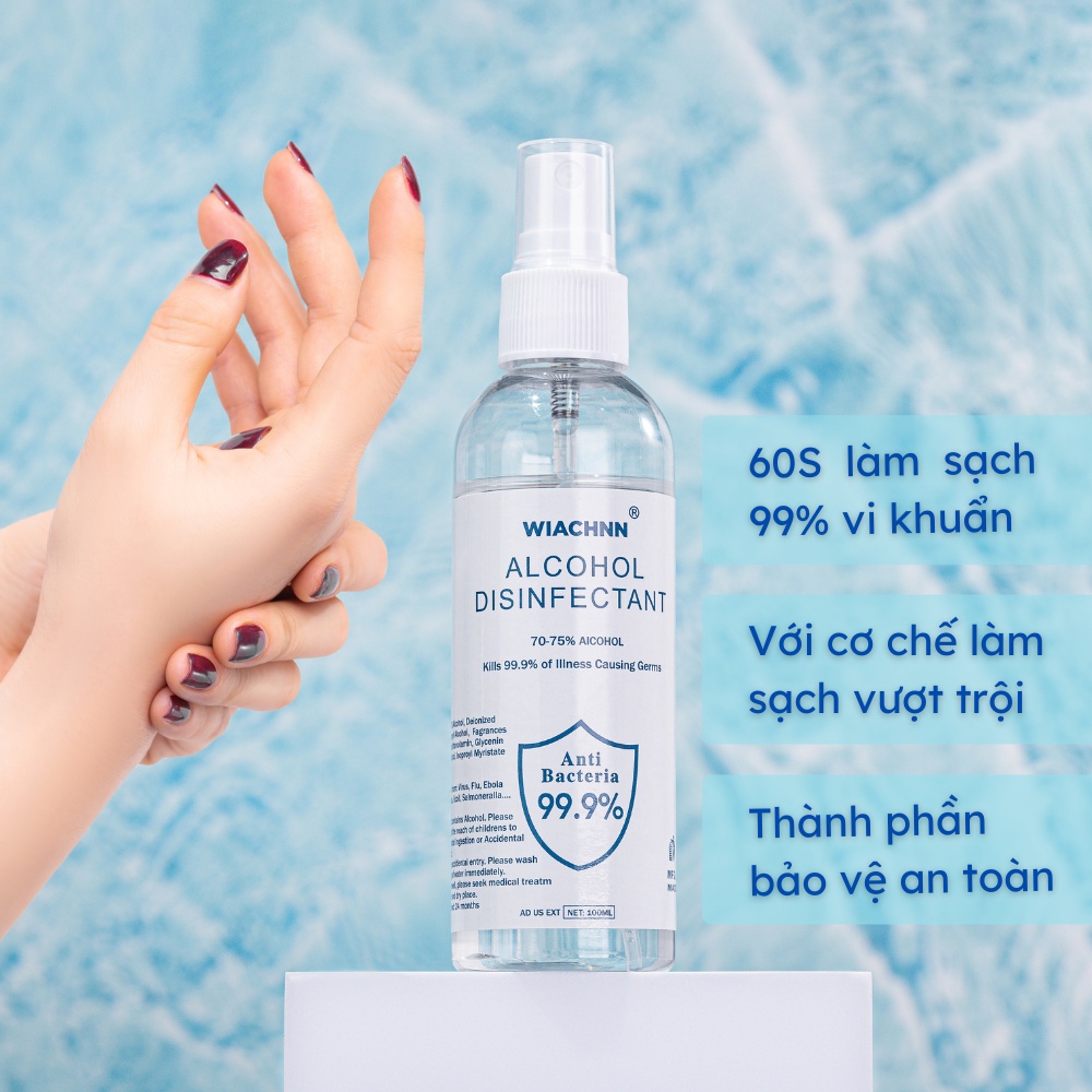 Xịt Rửa Tay Kháng Khuẩn Làm Sạch Vượt Trội, Không Gây Khô Da WIACHNN 100ml (Chai)