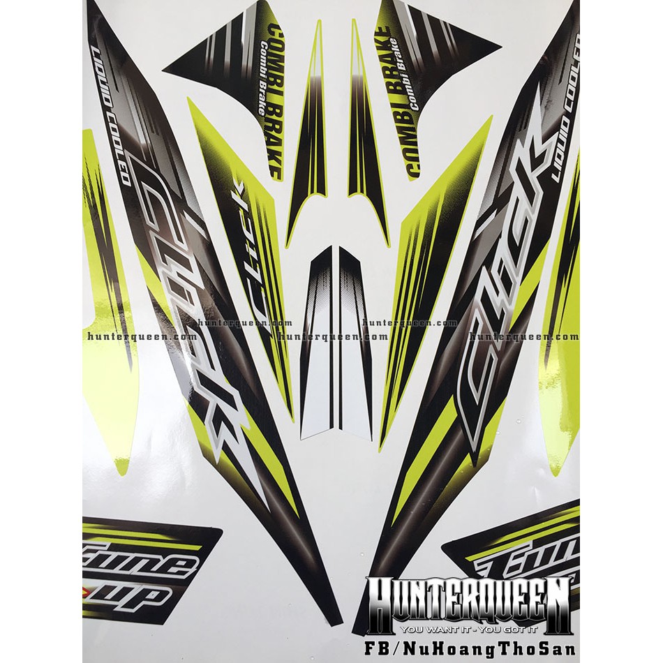 Tem rời xe Click 110 đen - vàng chanh