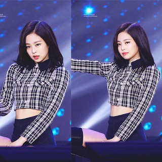 Áo khoác Plaid blackpink jennie Sexy women short Jacket Korean style coat