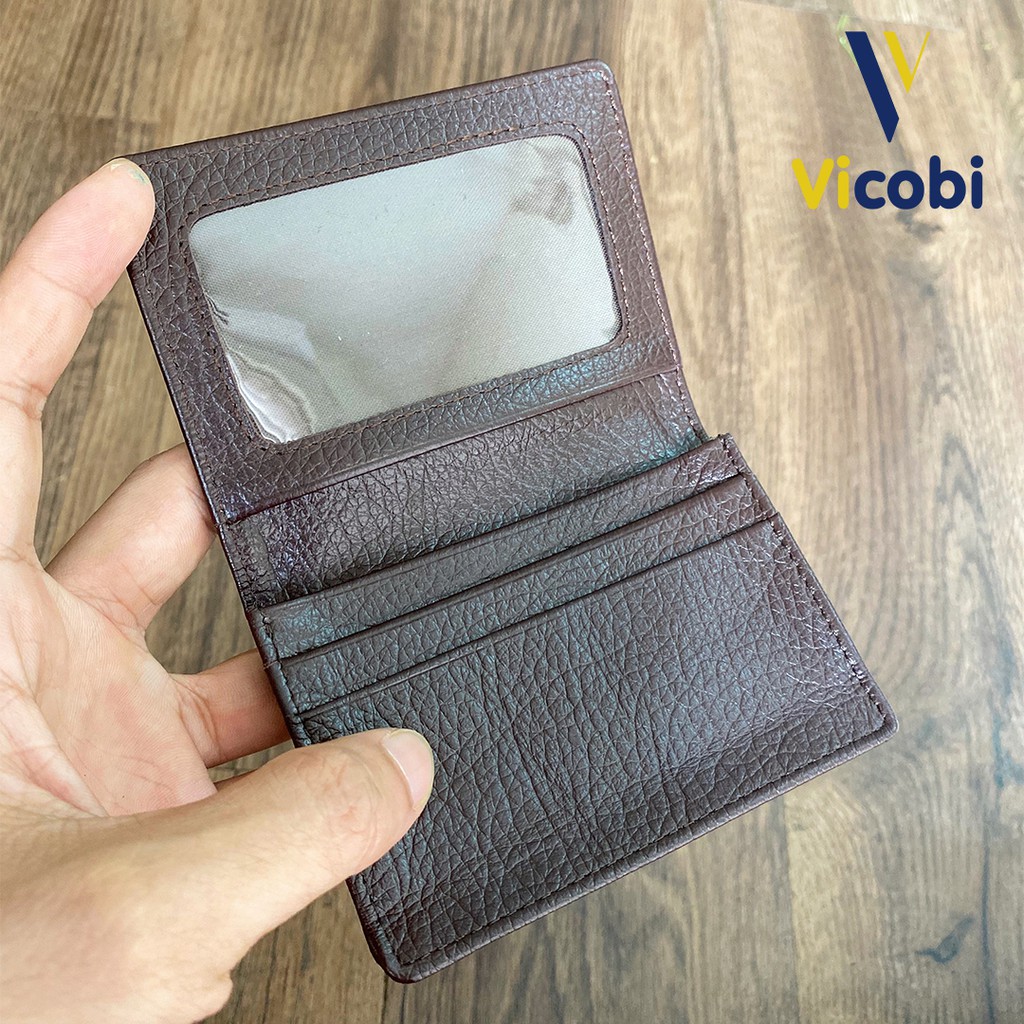 Ví mini cầm tay Da Bò Vicobi M1, Bóp nhỏ gọn bỏ túi đựng thẻ Card ATM, CMND, GPLX và bằng lái mới, Made in VietNam