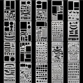 Bộ 20 khuôn chữ, hình vẽ trang trí nhật ký DIY