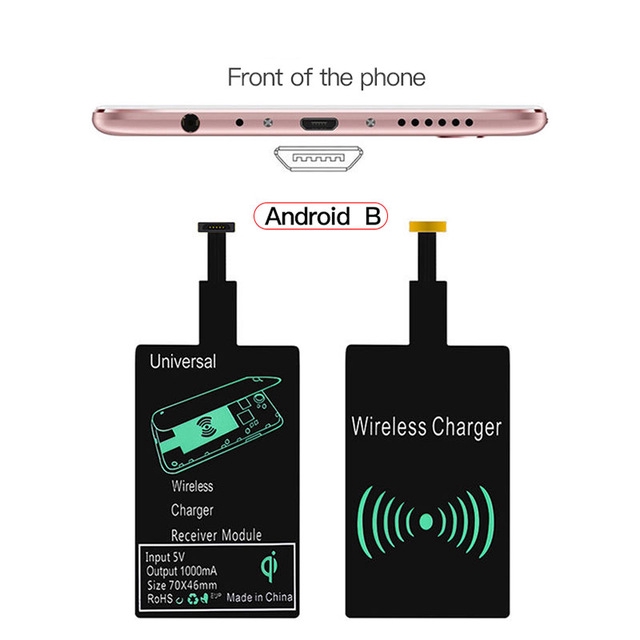 Bộ Sạc Nhanh ko dây Qi Cho IP7 6 Plus Micro Usb Type C