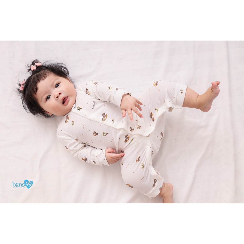 BODY DÀI TAY BONS99, BỘ LIỀN THÂN CHO BÉ (0-9M) CHẤT LIỆU SỢI TRE