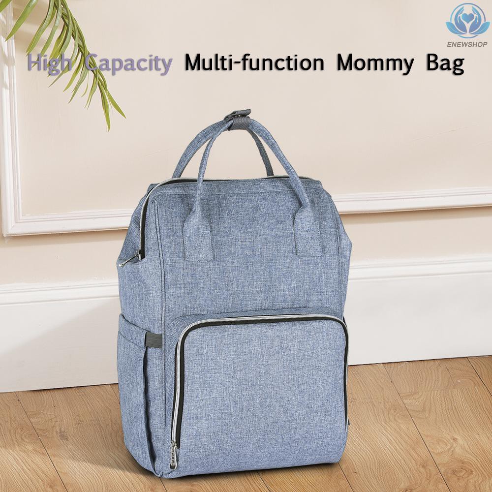 ♥♥enew~Diaper Bag Backpack Large Capacity Multi-function Waterproof Polyester Baby Clothes Diaper Nappy Milk Powder Bottle Travelling Storage Bag with 6 Pockets Hold or Hang -- Dark Blue