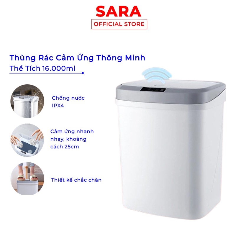 Thùng Rác Cảm Ứng Thông Minh Có Nắp Đóng Mở Tự Động Thùng Rác Cao Cấp Thể Tích 16L