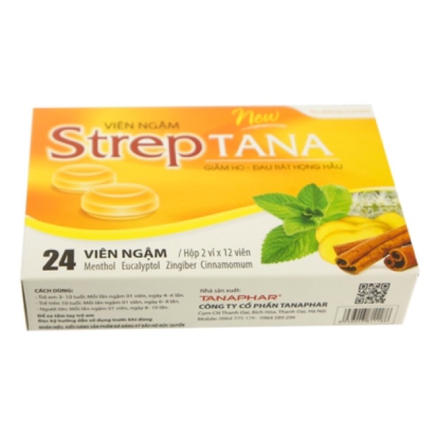 KẸO NGẬM STREPTANA VỊ GỪNG QUẾ HỘP 24 VIÊN