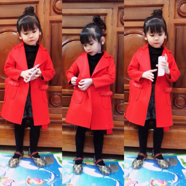 Áo dạ dáng dài cho bé gái