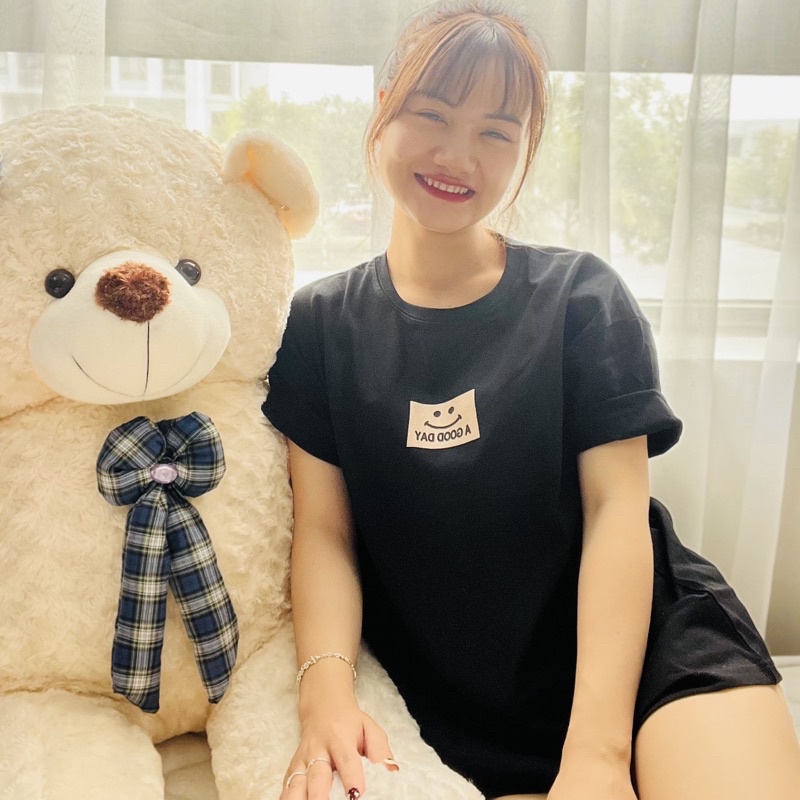 Áo phông nữ, áo thun nữ form rộng cotton cao cấp MẶT CƯỜI freesize<65kg | BigBuy360 - bigbuy360.vn