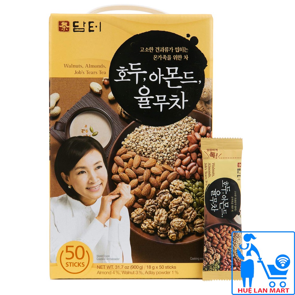 Ngũ Cốc Hàn Quốc Damtuh Walnuts, Almonds, Job's Tears Tea Hộp 50 Gói x 18g