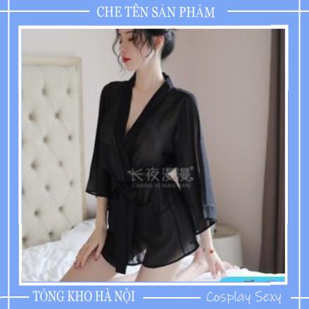 Áo Choàng Đi Biển Kiểu Dáng Kimono Kèm Đai Thắt Eo Chất Voan Cát Xuyên Thấu, Áo Choàng Ngủ Sexy Cosplay - ACVT005 TKVN