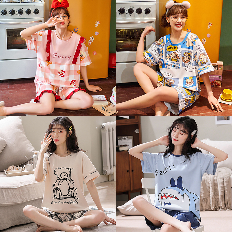 Bộ đồ ngủ ngắn chất liệu cotton thời trang cho nữ | BigBuy360 - bigbuy360.vn