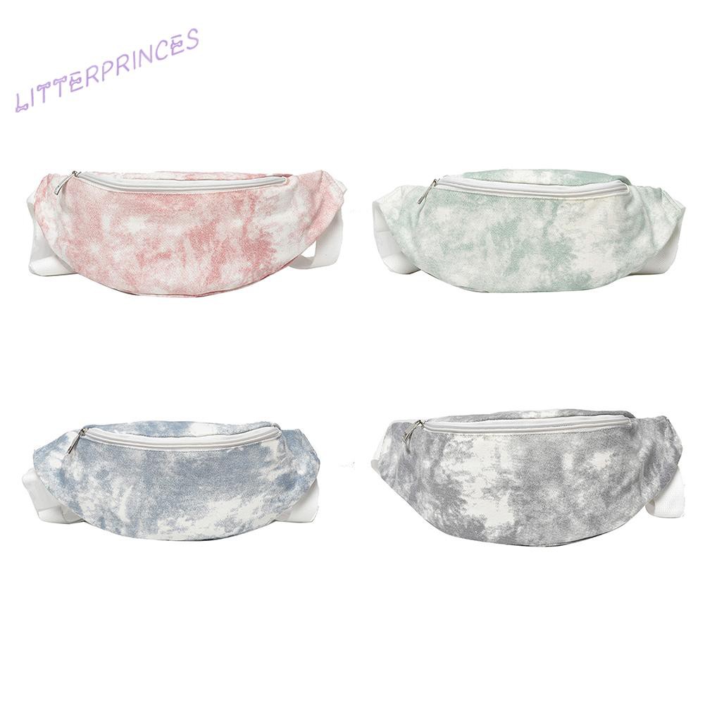 Litterprinces Fashion Women Tie-dye Printing Canvas Shoulder Crossbody Bag Waist Packs