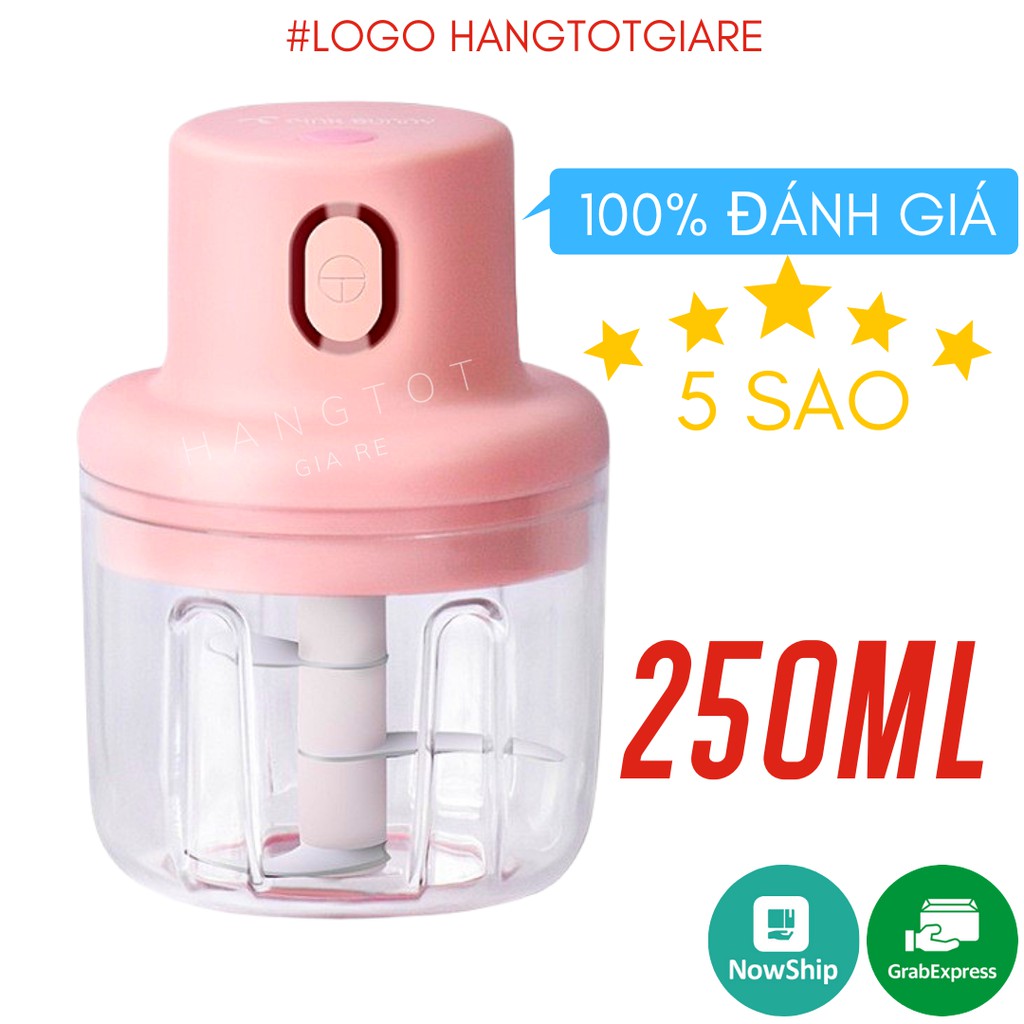 Máy Xay Mini Sạc Điện Có Cổng Sạc Usb, Nhỏ Gọn Tiện Ích Dễ Sử Dụng Xay Hành Tỏi Rau Củ Quả Thể Tích 250ML