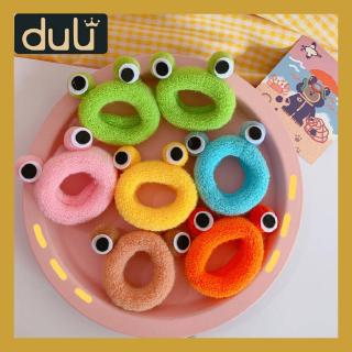 Dây buộc tóc cao su mặt vải lông hình ếch dễ thương phong cách Nhật Bản
