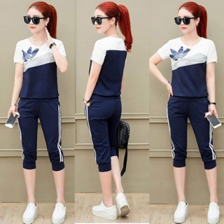 Set bộ đồ nữ phối màu quần lững