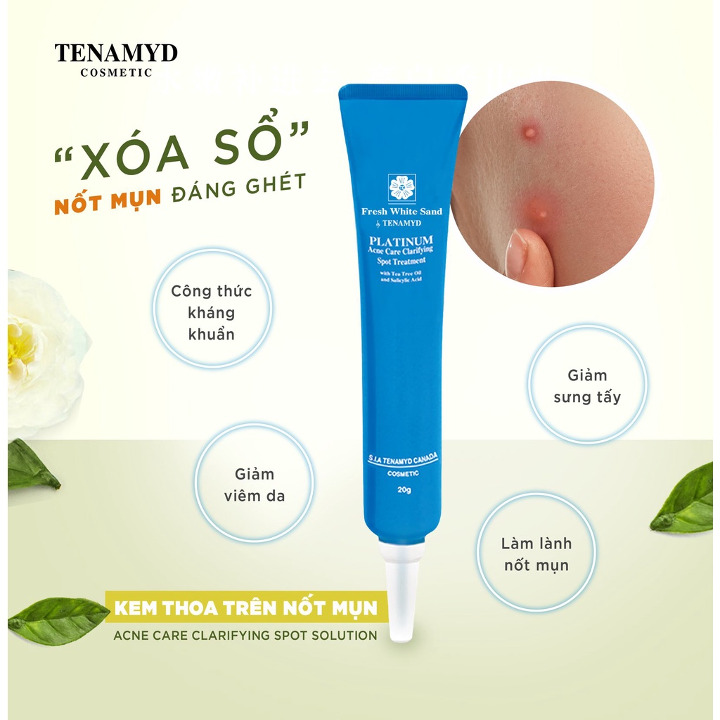 Kem thoa trên nốt mụn Tenamyd Canada - Platinum Acne Care Clarifying Spot Treatment 20g