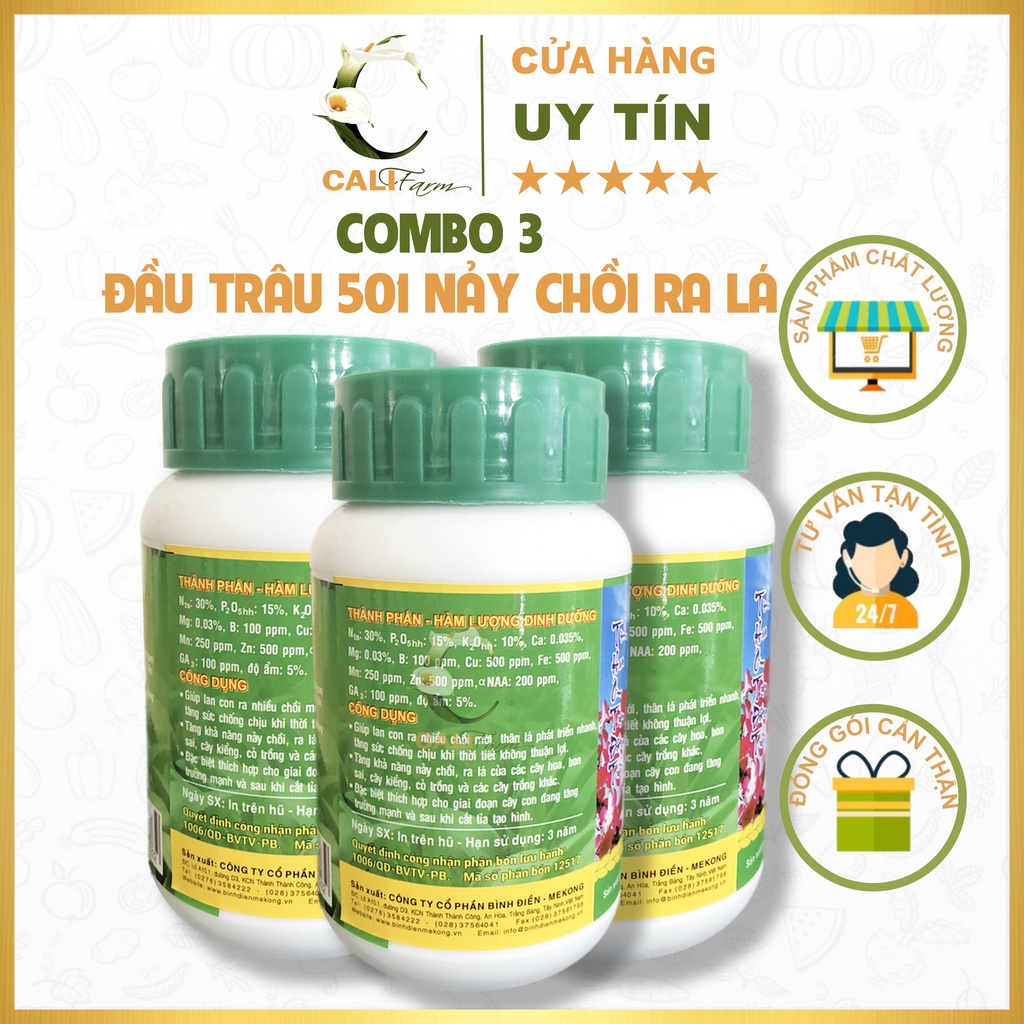 [Combo 3] Phân Bón Đầu Trâu 501 - Nảy Chồi, Ra Lá cho lan và hoa kiểng 100g