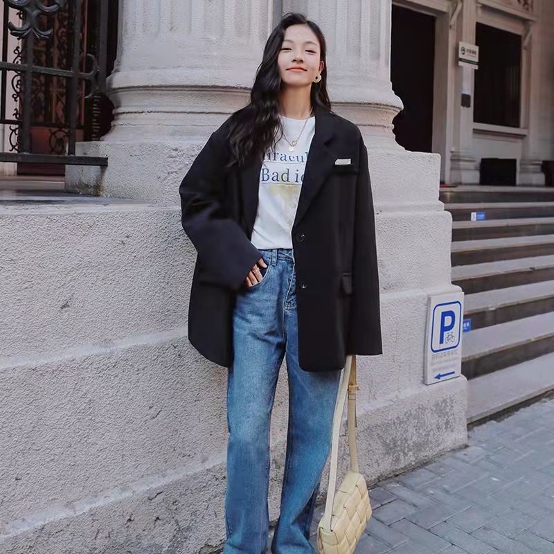Áo Khoác Blazer Dáng Rộng Phong Cách Hàn Quốc Thời Trang Xuân Thu 2023 Kiểu Mới Cho Nữ