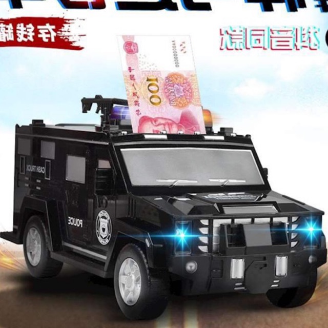 Két sắt mô hình xe cảnh sát tiết kiệm cho bé