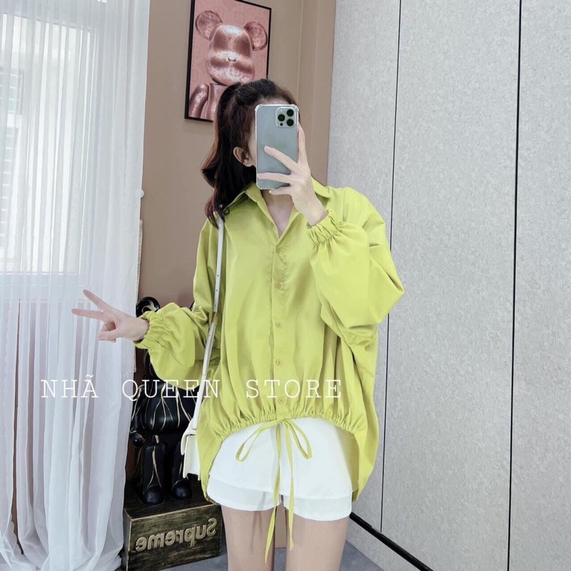 Áo sơmi đũi xanh chuối