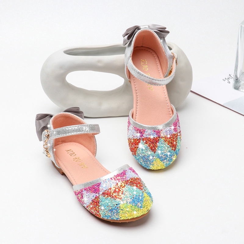 Giày sandal kiểu công chúa đế mềm màu sắc cầu vồng xinh xắn có size 24-34 thời trang Hàn Quốc cho bé gái
