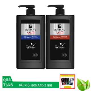 Romano:Combo 2 Chai dầu gội cao cấp  Romano Vip 650g/chai + Tặng 5 gói dầu gội Romano
