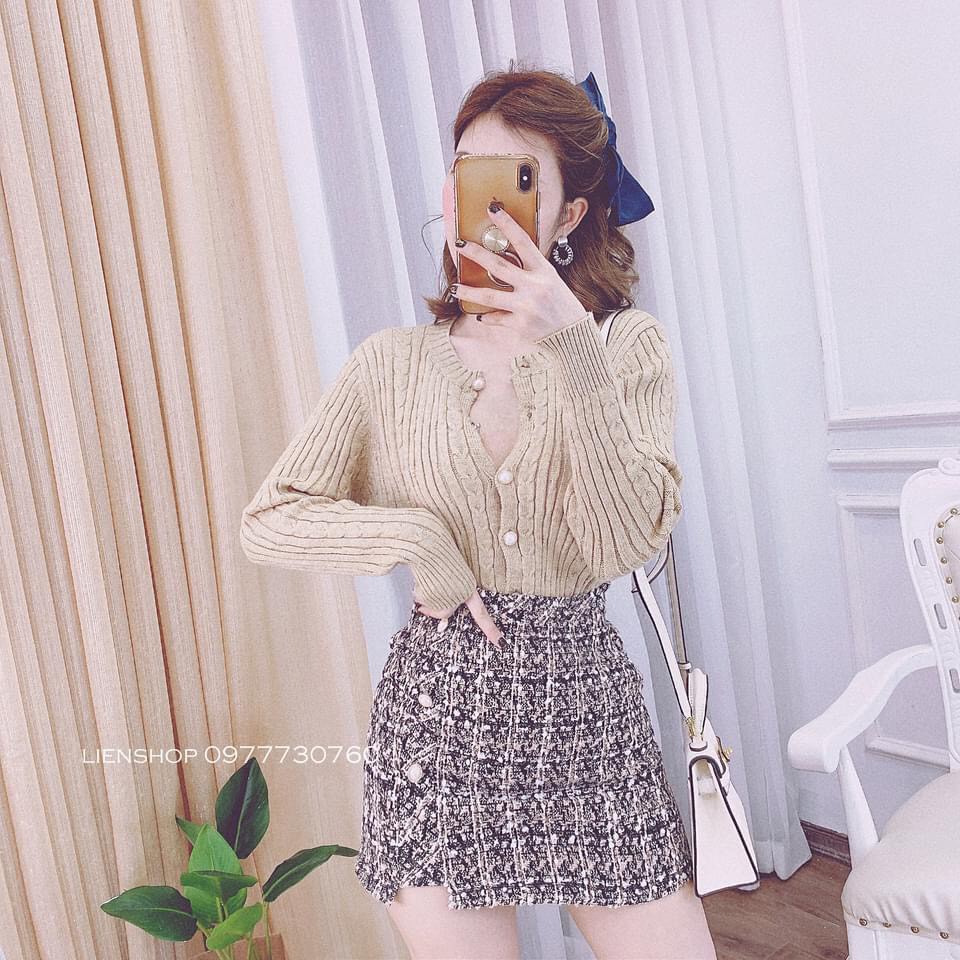 sét áo len tiêu kèm chân váy dạ