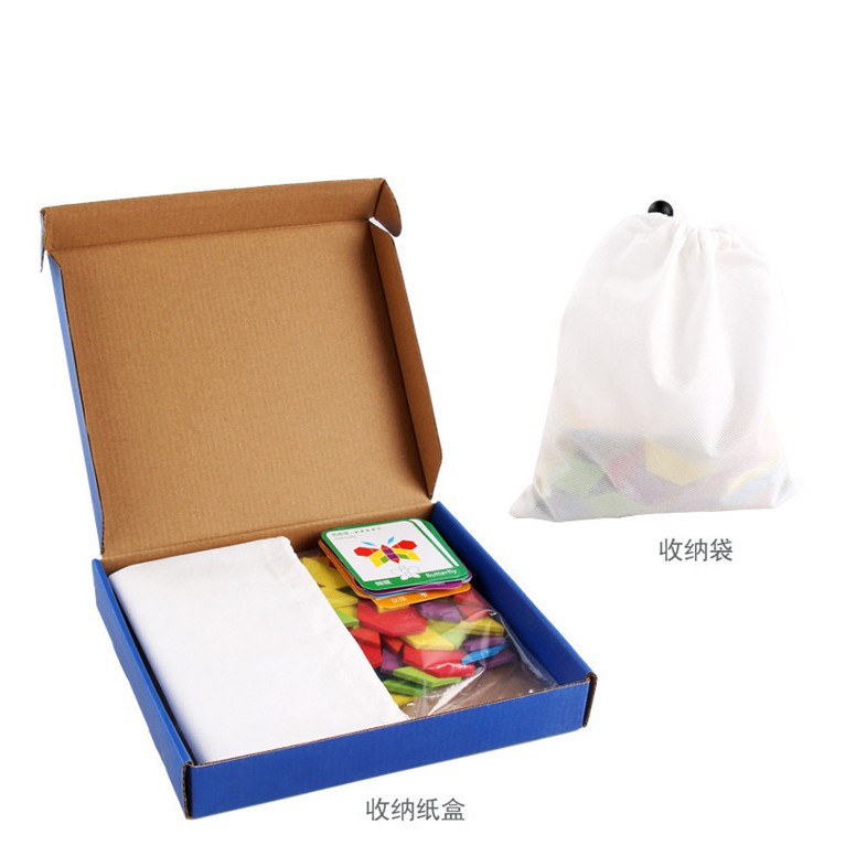 Đồ chơi bộ xếp hình, ghép hình sáng tạo bằng gỗ Pattern Block 155 chi tiết cho bé - Bộ ghép hình gỗ montessori